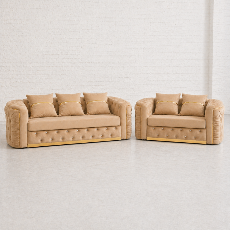 Ambassador Chesterfield 3 & 2 Seater Velvet Sofa Suite