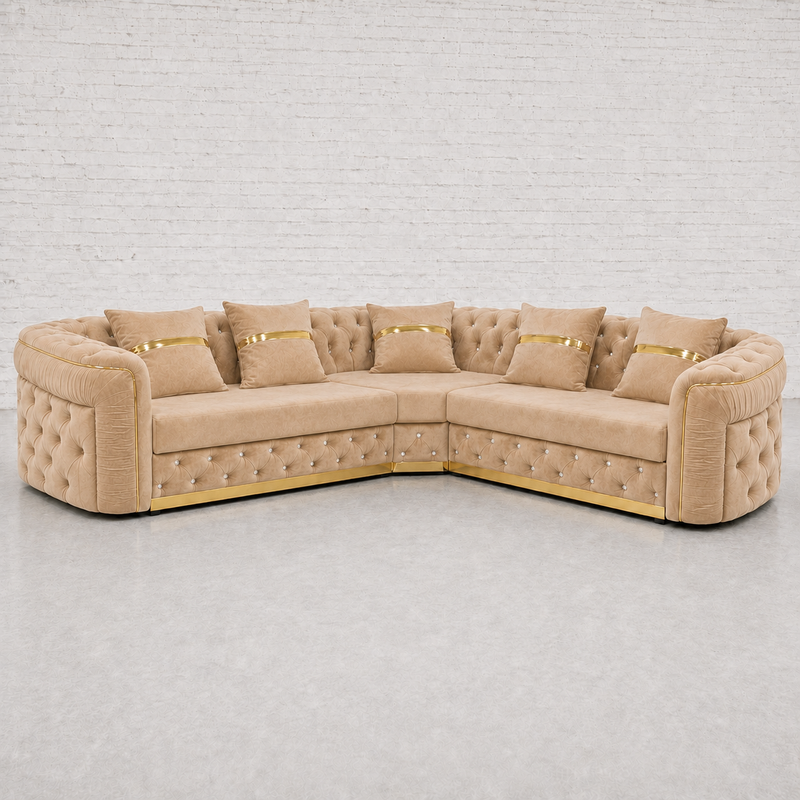 Luxurious Ambassador Chesterfield Corner Sofa Premium Ambassador L-Shape Couch Settee