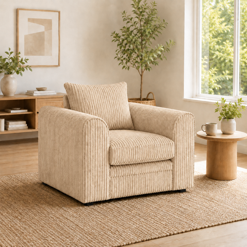 Dylan Jumbo Corduroy 1-Seater Sofa | Premium Fabric Couch