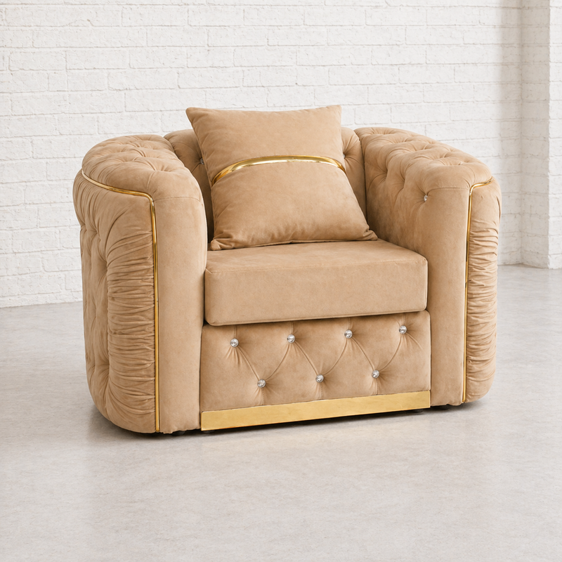 Ambassador Chesterfield Velvet Armchair | Premium Single Seater Sofa