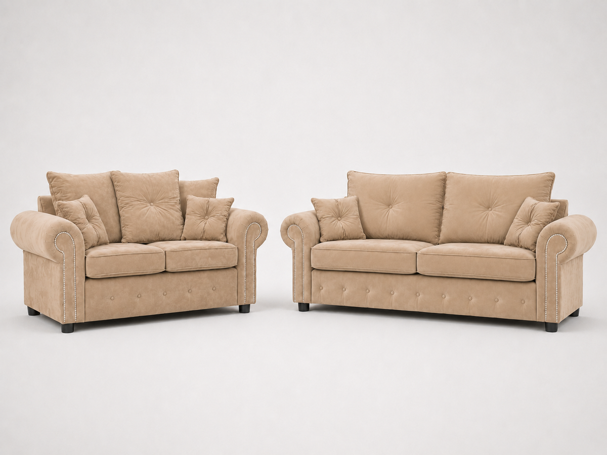 Olympia 3 and 2 Seater Velvet Sofa Suite | Luxury Fabric Lounge