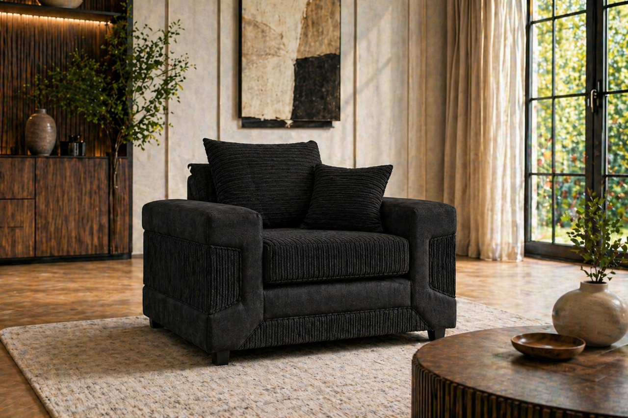 Denno Modern Plush 1-Seater Living Room Sofa Suite