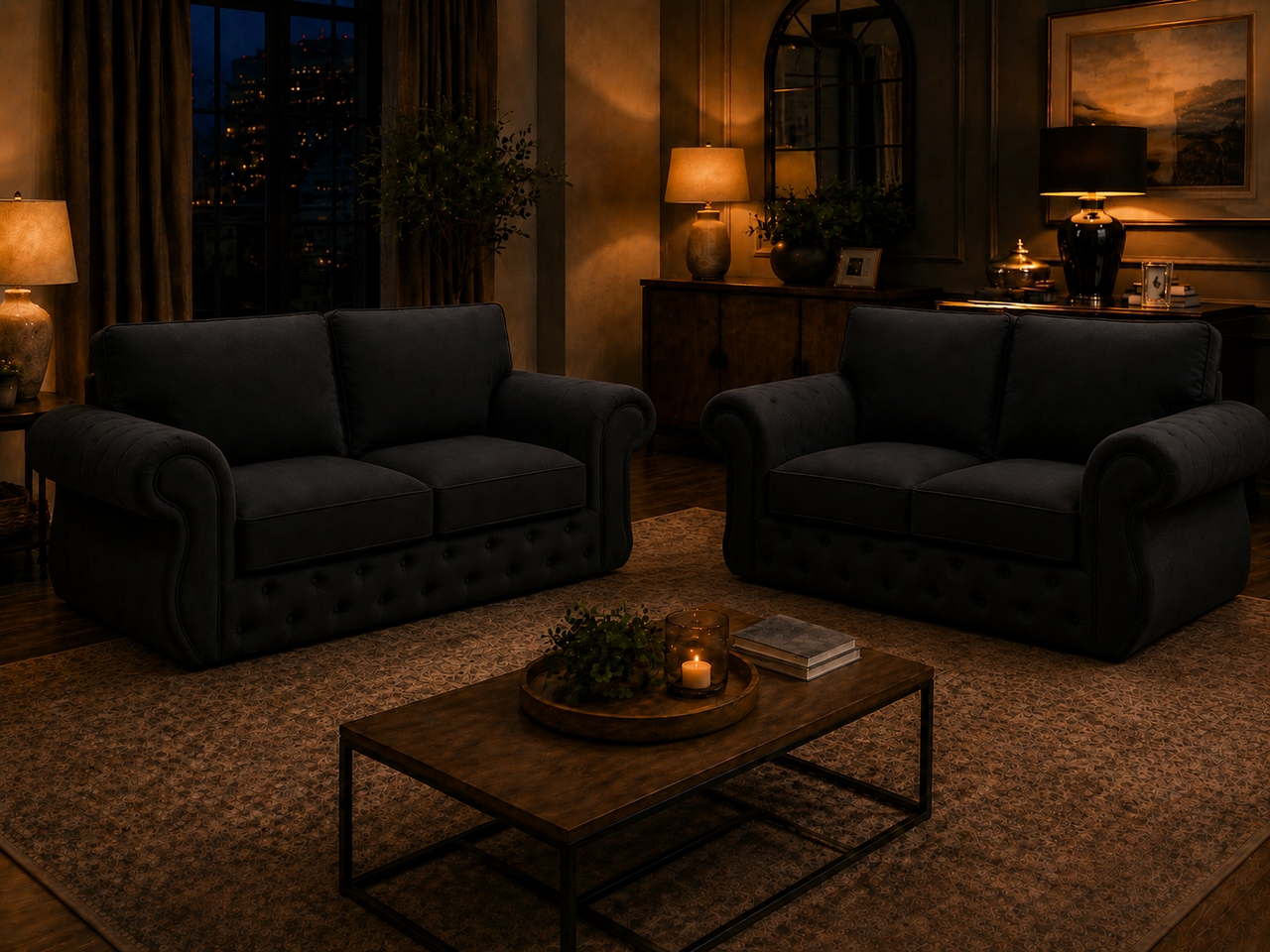 Rio Luxury Velvet Chesterfield 3+2 Sofa Set | Premium Living Room Couch