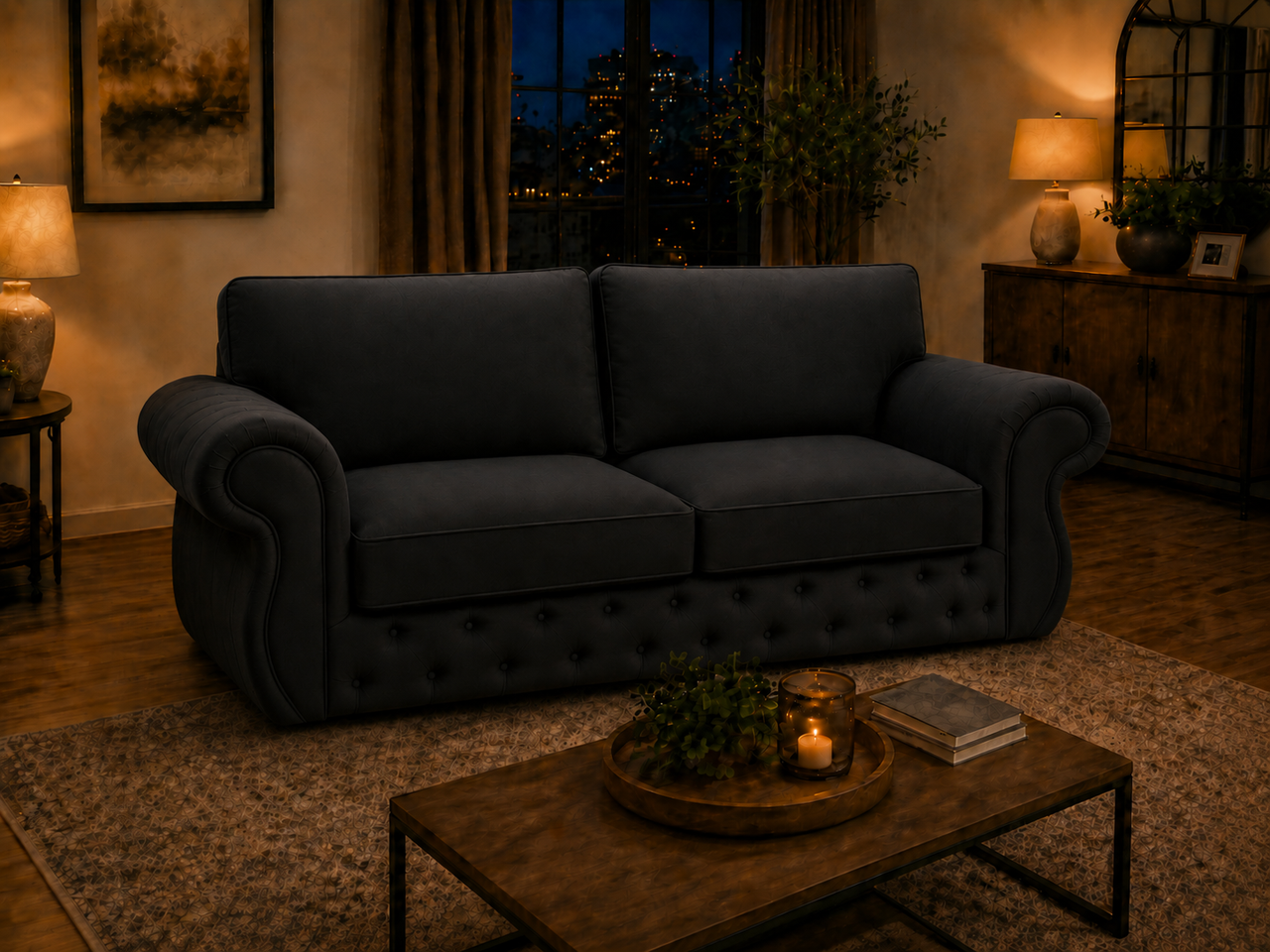 Rio Luxury Velvet Chesterfield 3-Seater Couch Premium Living Room Suite