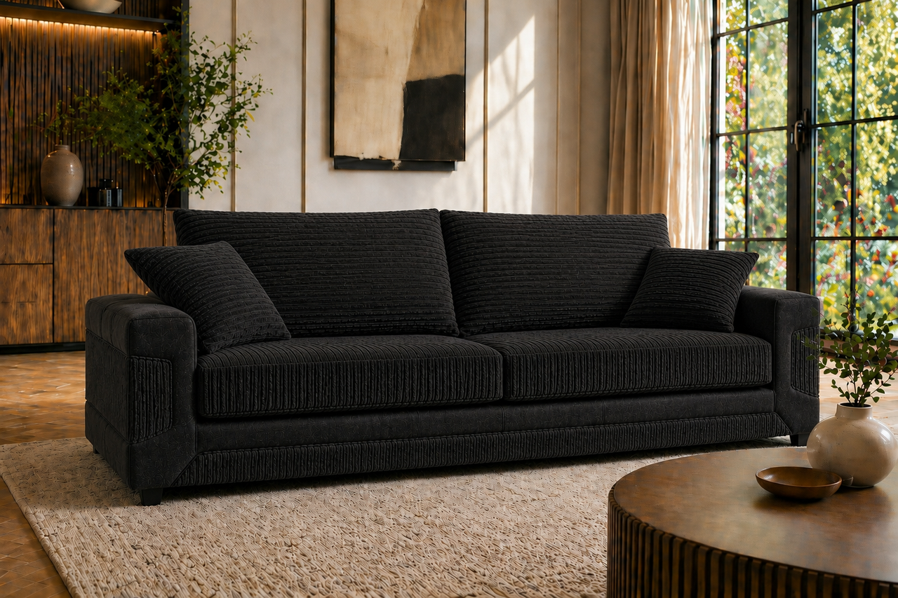 Denno Plush Sofa Set 3 Seater Settee Suite Living Room Furniture