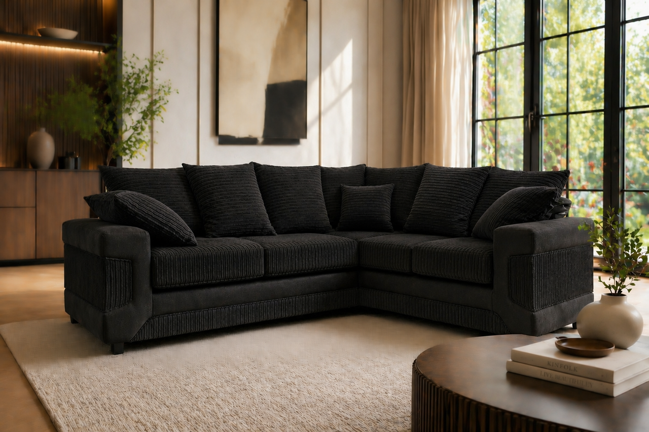 Denno Plush Sofa Set Corner Seater Settee Suite Living Room Furniture