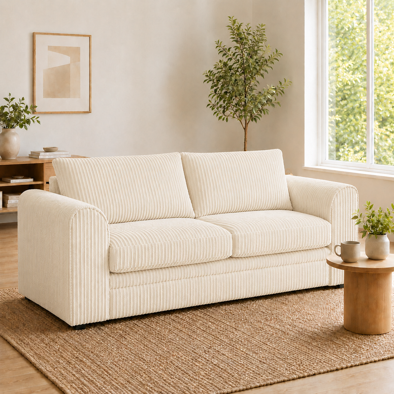 Dylan Jumbo Cord 3-Seater Sofa Set Thick Jumbo Corduroy Fabric with Scatter Cushions